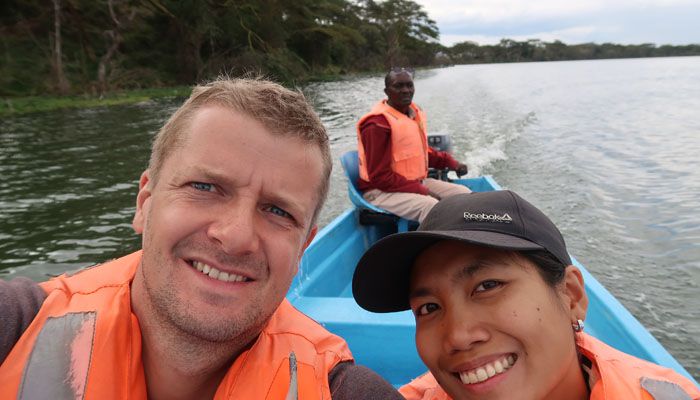 Martin and Erika on a boat ride